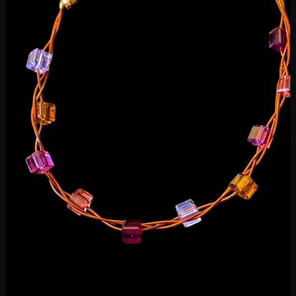 Etalon Jenavi Gold Tone Wire Wrap Square Crystal Size 7.25" Bracelet - Picture 3 of 9